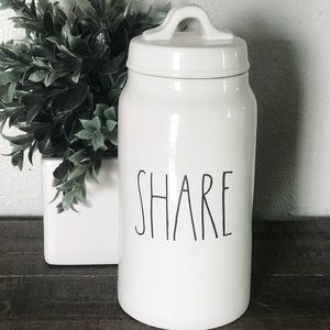 Rae Dunn SHARE canister.